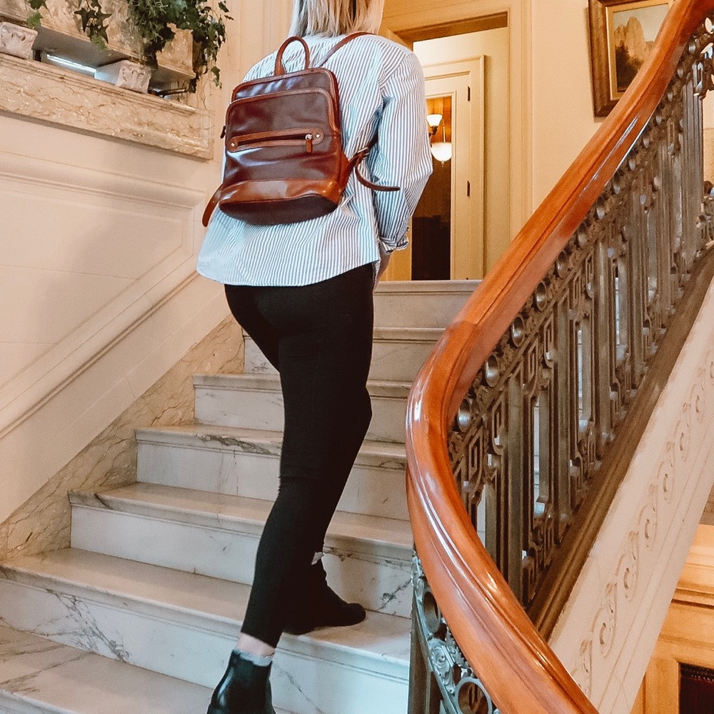 ILI New York backpack purse. Genuine leather
